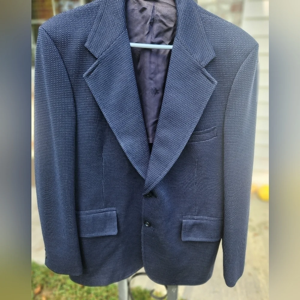 HART SCHAFFNER & MARKS WALLACHS Navy Knit Sports Coat, Blazer SIZE 40 VINTAGE